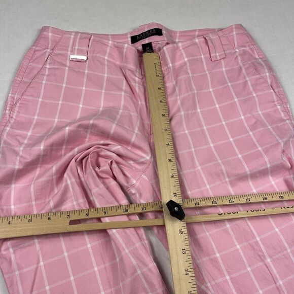 Lauren Ralph Lauren Pink Plaid Cropped Pants Coastal Preppy Classic Chino 6P - Picture 8 of 12
